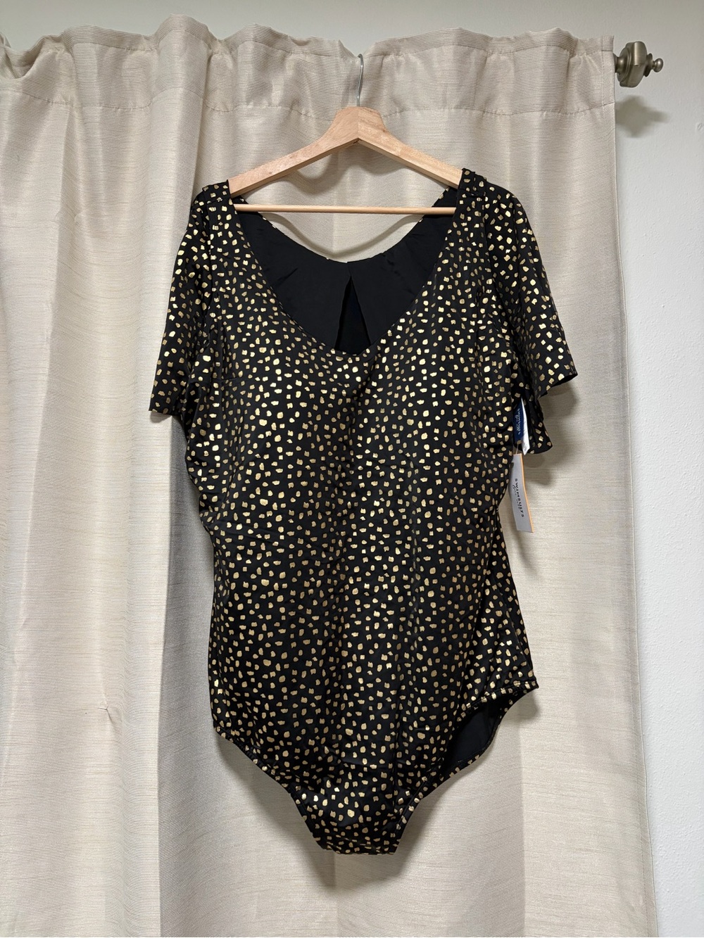 Swimsuits For All Black One-Piece with Gold Spot Print